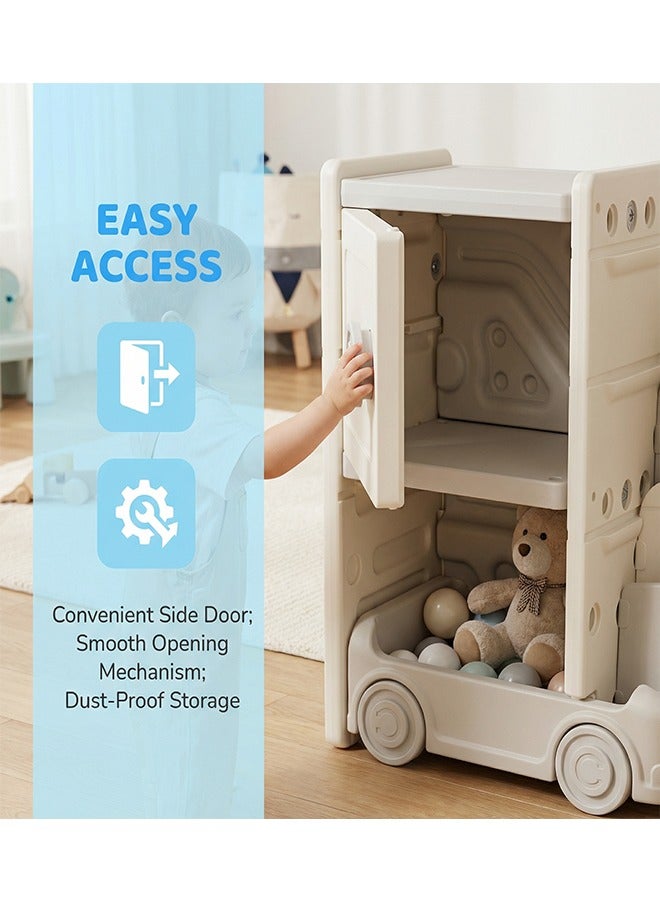 بيوينتي رف تخزين الحافلات للأطفال منظم صناديق لعبة للأطفال الكبيرة صناديق تخزين للأطفال صناديق لعبة السيارة رف تخزين لعبة للأطفال منظم صندوق لعبة لغرفة الألعاب للأطفال - Image 4